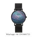 BESSERON MOQ 100 custom oem mesh high quality mother of pearl  watches small fancy ladies woman wrist watch seashell black